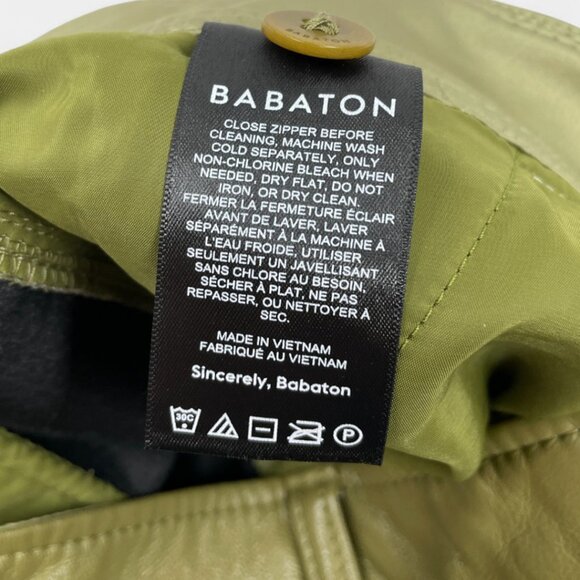 Babaton Aritzia Olive Green Faux Vegan Leather Straight Pants Trousers Women's 6 - Picture 10 of 13